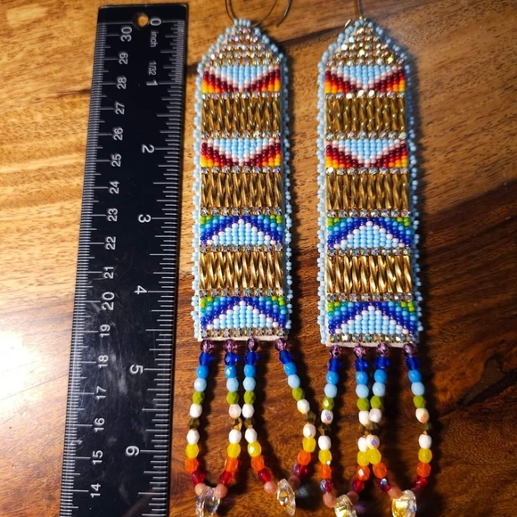 Beaded earrings with 24k gold beads - Picture 2 of 2